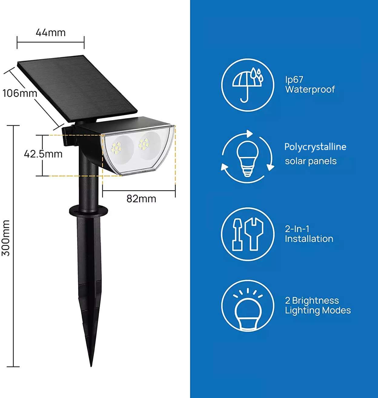 Spike Solar Lamp โคมไฟปักดินโซล่าเซลล์ รุ่น WL-ST-035SP แสงวอร์ม 3000K - Image 2