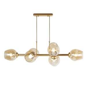 โคมไฟช่อ โคมไฟห้อย โป๊ะแก้ว สีทอง/สีดำ ขั้ว E27 รุ่น WL-C1868-6P12/P160