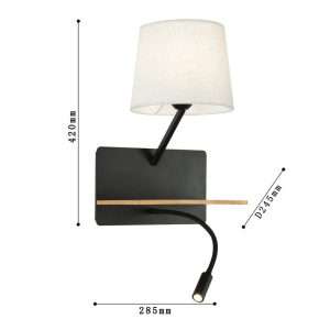 โคมไฟกิ่ง ติดผนังภายใน สีดำ ขั้ว E27x1+LED รุ่น WL-C3862-1P12-BK - Image 4
