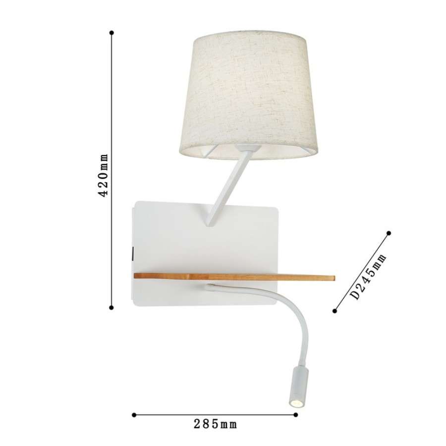 โคมไฟกิ่ง ไฟติดผนังภายใน สีขาว ขั้ว E27x1+LED รุ่น WL-C3862-1P82-WH - Image 5