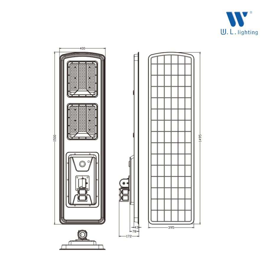 ไฟถนนโซล่าเซลล์ All in one รุ่น WL-ST1873-300W - Image 2