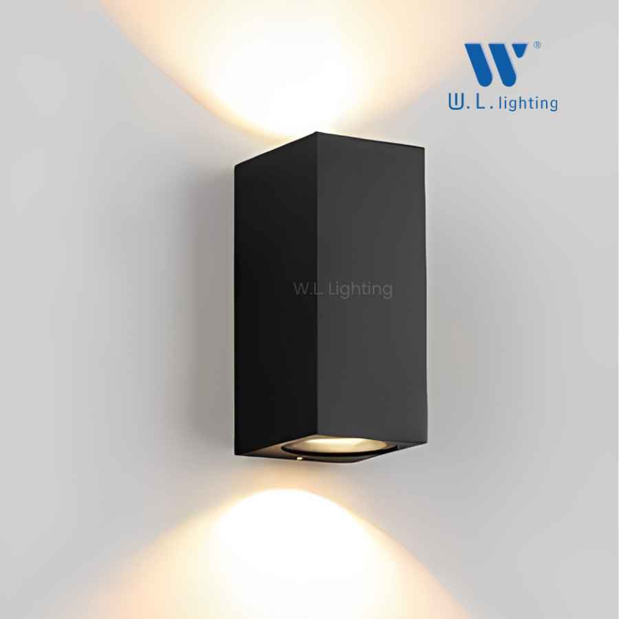 โคมไฟติดผนังภายนอก เหลี่ยม ขั้ว GU10 ส่องขึ้น-ลง รุ่น WL-B14-2-GU10-BK - Image 2