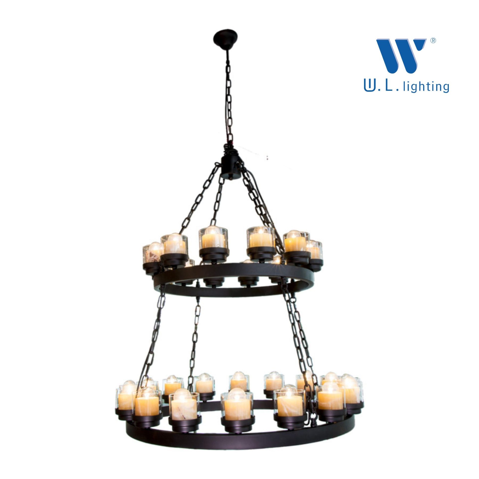 โคมไฟช่อวินเทจ ไฟระย้า ไฟห้อยตกแต่ง ขั้ว E27 รุ่น WL-8725-12+16BK - Image 2