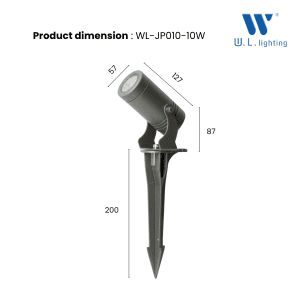 โคมไฟปักดิน LED 10W แสงวอร์ม รุ่น WL-JP010-10W-3000K