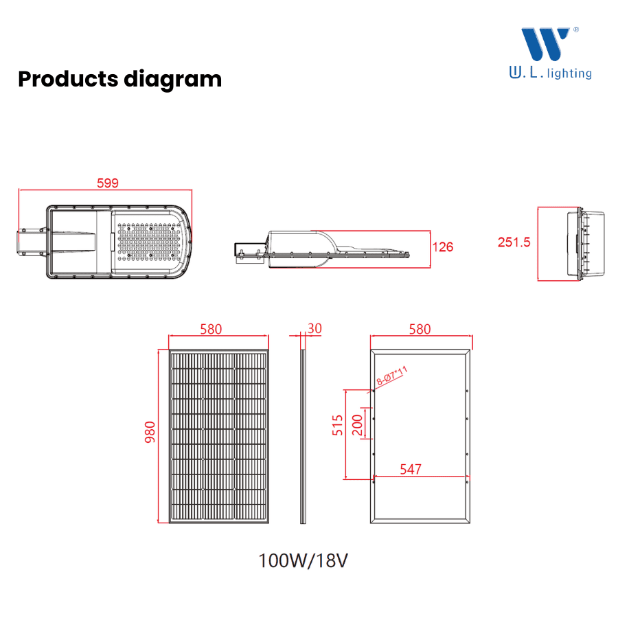 โคมไฟถนนโซล่าเซลล์ รุ่น WL-ST-911-100W-6400LM - Image 4