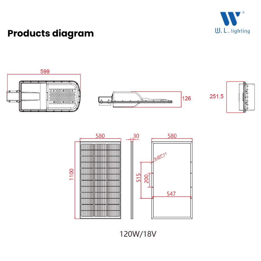 โคมไฟถนนโซล่าเซลล์ รุ่น WL-ST-911-120W-8000LM - Image 5