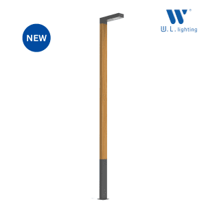 โคมไฟเสาสนามอลูมิเนียมลายไม้ สูง 4 เมตร WL-F2603-40W-4000MM-WD
