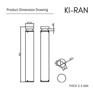 โคมไฟสนาม 80 CM รุ่น KIRAN-BL001-10W-800