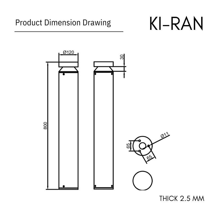 โคมไฟสนาม 80 CM รุ่น KIRAN-BL001-10W-800 - Image 2