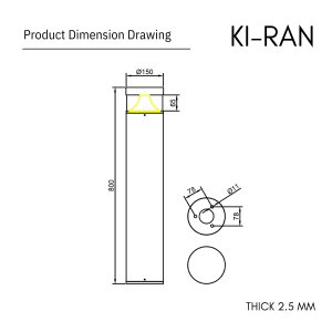 โคมไฟสนาม 80 CM รุ่น KIRAN-BL002-L-12W-800