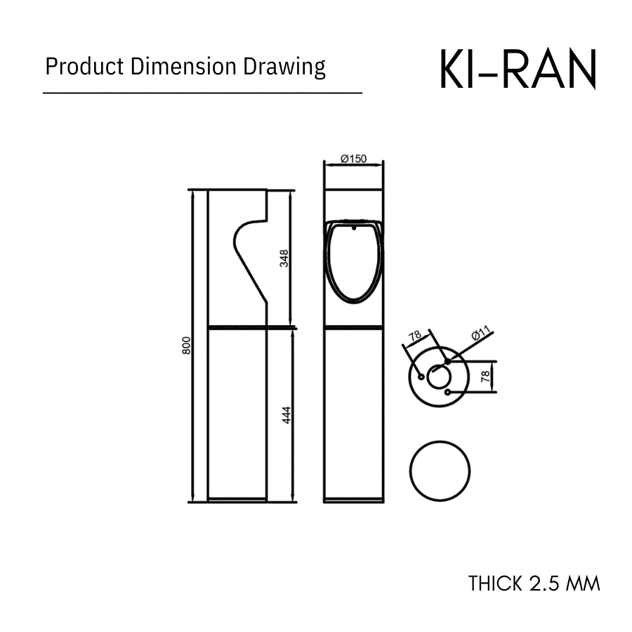 โคมไฟสนาม 80 CM รุ่น KIRAN-BL003-12W-800 - Image 2