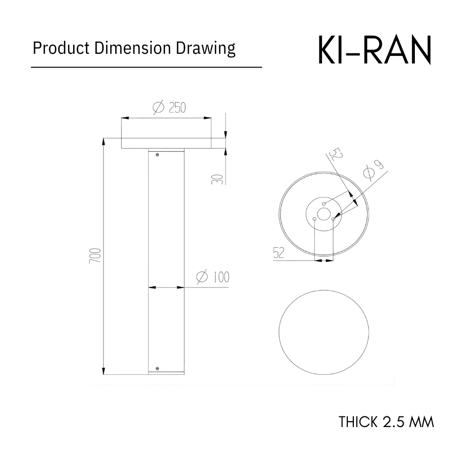 โคมไฟสนาม 70 CM รุ่น KIRAN-BL005-15W-700 - Image 2