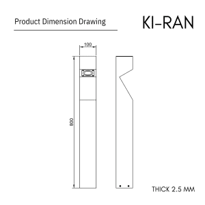 โคมไฟสนาม 80 CM รุ่น KIRAN-BL009-12W-800