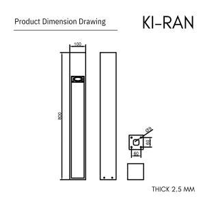 โคมไฟสนาม 80 CM รุ่น KIRAN-BL010-12W-800