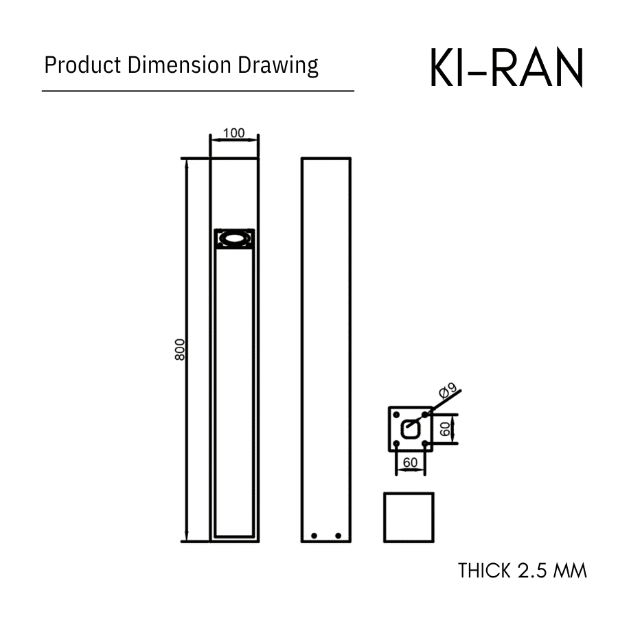 โคมไฟสนาม 80 CM รุ่น KIRAN-BL010-12W-800 - Image 2