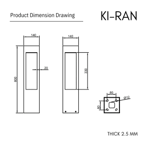 โคมไฟสนาม 60 CM รุ่น KIRAN-BL012-12W-600