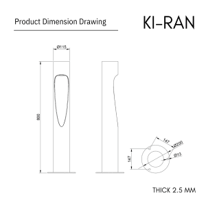 โคมไฟสนาม 80 CM รุ่น KIRAN-BL013-12W-800