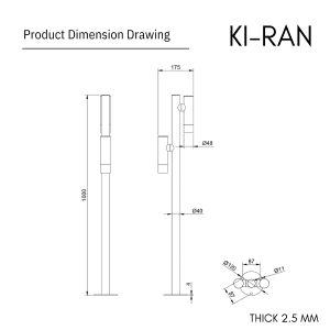 โคมไฟสนาม 100 CM รุ่น KIRAN-BL014-10W-1000