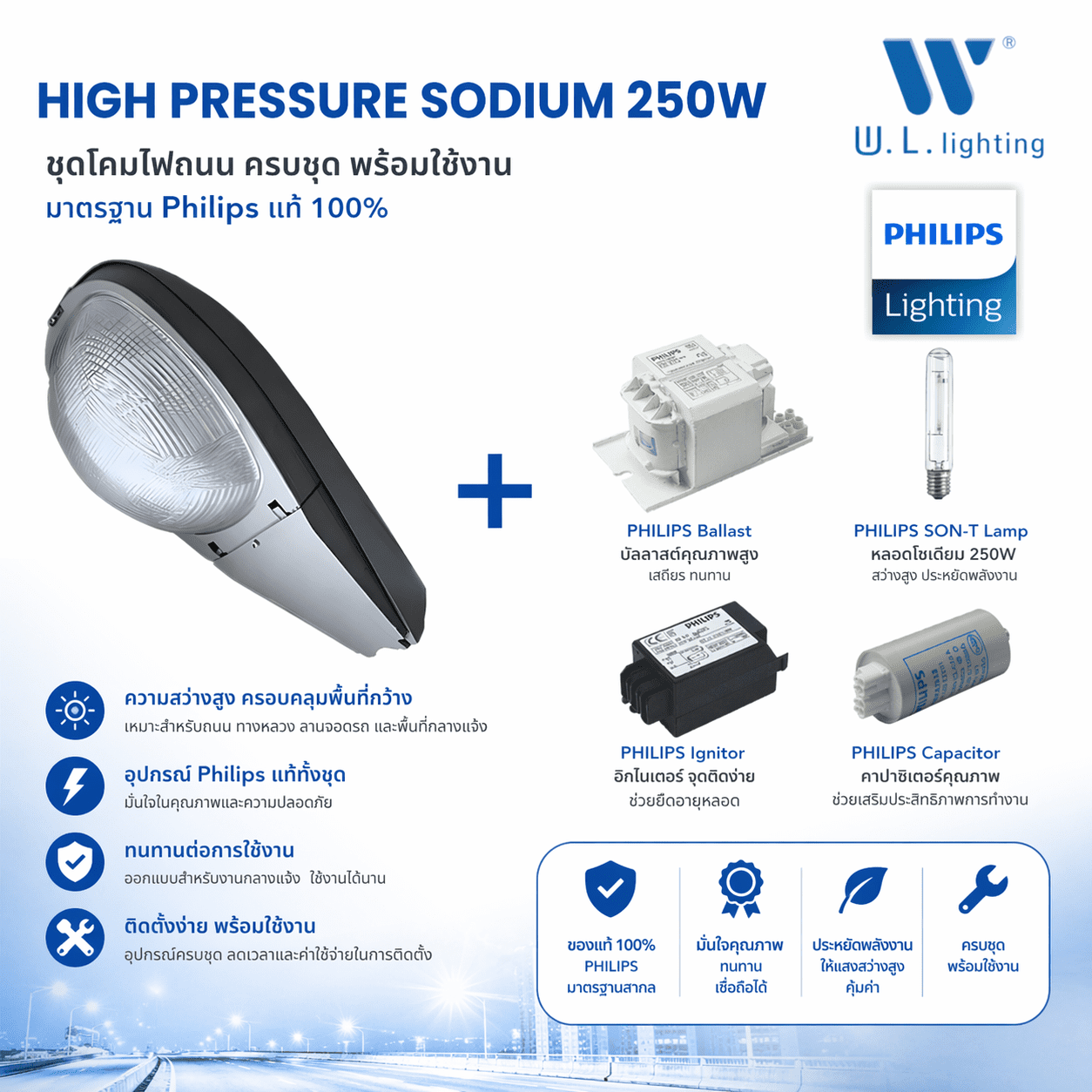 โคมไฟถนน HPS 250W WL-LD128-RAMSIC-250W - Image 2