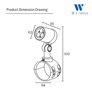 โคมไฟสปอร์ตไลท์ LED แบบรัดเสา ปรับมุมได้ IP65 LED 6W รุ่น WL-JP016-PS114-6W