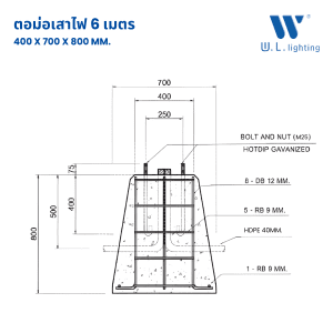 ตอม่อ สำหรับเสาไฟสูง 6 ม.