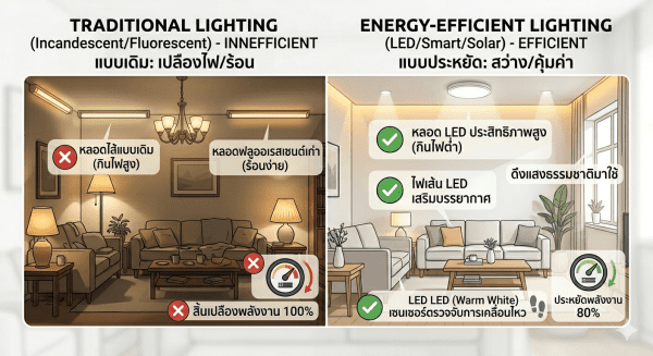 Read more about the article 5 เทคนิคการจัดไฟในบ้านเพื่อช่วยประหยัดค่าไฟ สว่างสวยแบบสบายกระเป๋า