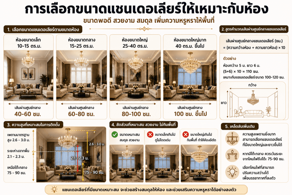 เลือกขนาดแชนเดอเลียร์ให้พอดีกับห้อง