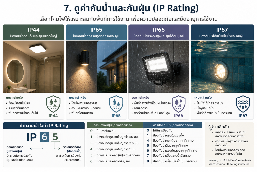 ค่ากันน้ำกับฝุ่นของโคมไฟ