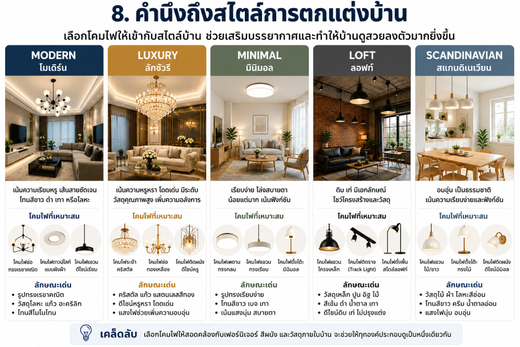โคมไฟตกแต่งบ้านสไตล์โมเดิร์น
