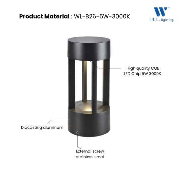โคมไฟสนาม LED W.L. Lighting รุ่น WL-B26-5W แสงวอร์มไวท์