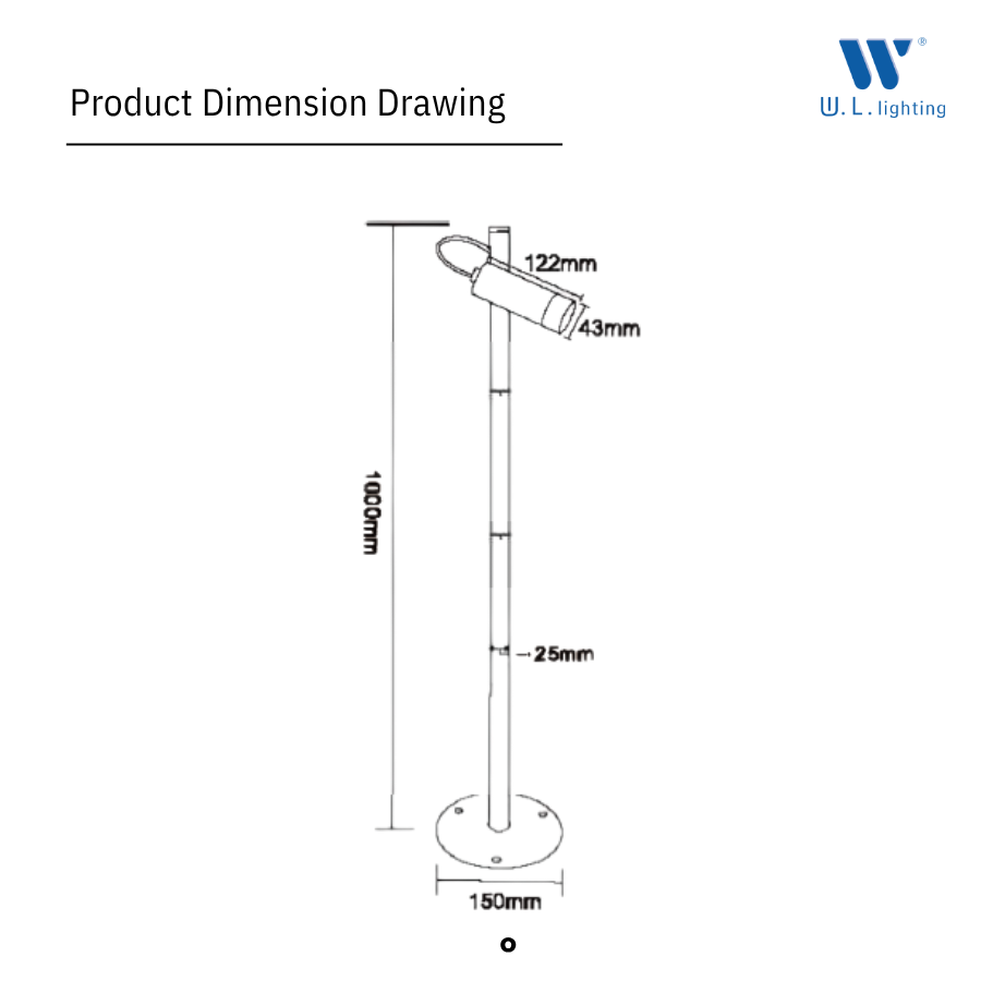 โคมไฟส่องต้นไม้ รุ่น WL-F1700-1x6W-100CM ดีไซน์เรียบหรู หัวโคมปรับมุมส่องได้อย่างอิสระ - Image 3