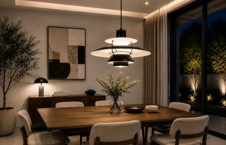 โคมไฟแขวนติดตั้งเหนือโต๊ะอาหาร W.L. Lighting