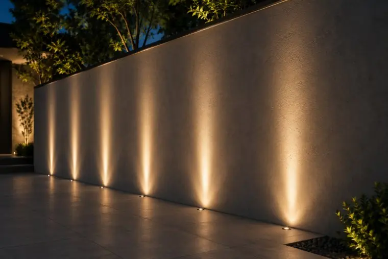 โคมไฟฝังพื้นส่องผนังกำแพงสวนยามค่ำ W.L. Lighting