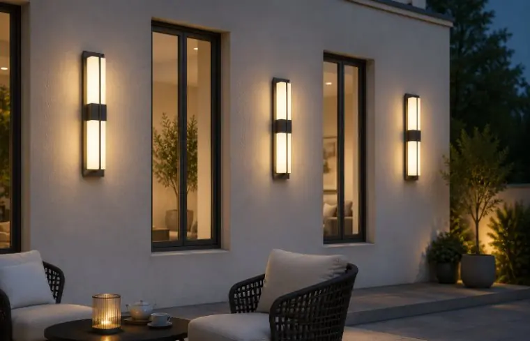 โคมไฟติดผนังภายนอกให้แสงนวลริมระเบียงบ้าน W.L. Lighting