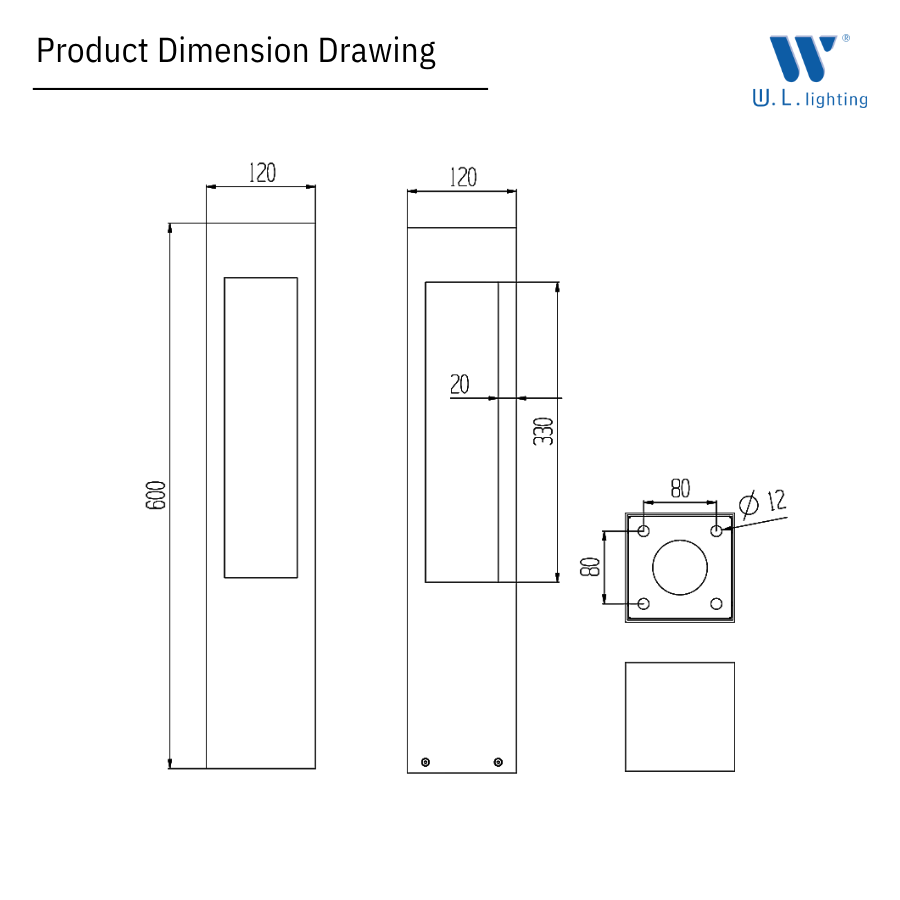 โคมไฟสนาม รุ่น KIRAN-BL012-120-60CM-WD - Image 2