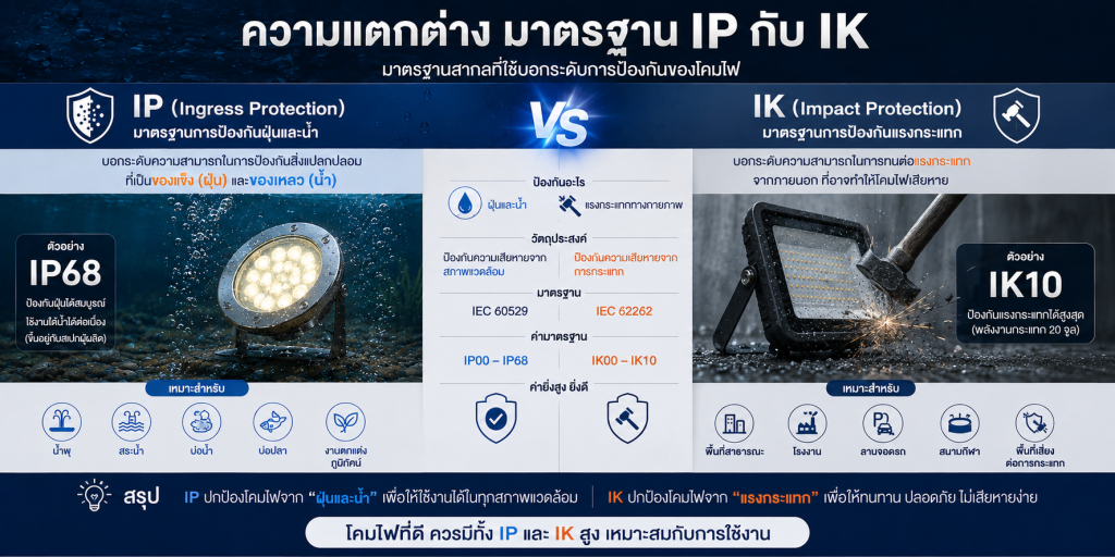 เปรียบเทียบค่า IP กับค่า IK ของโคมไฟ