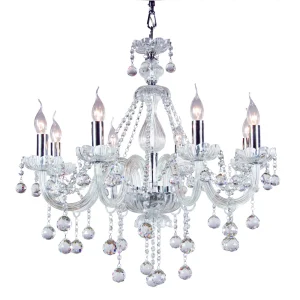 โคมไฟช่อคริสตัลเชิงเทียน 8 หัว สีเงิน รุ่น WL-7177-8CH